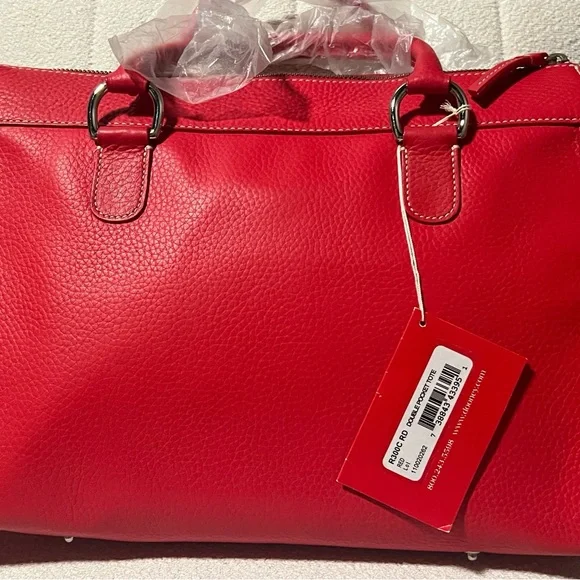 NWT Dooney & Bourke Red Pebble Grain Double Pocket Tote - RETIRED - Picture 3 of 15